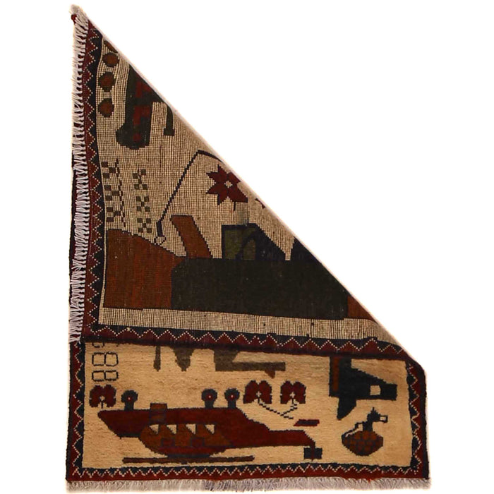 Traditional War AK 47 Motif Rug 2.6x2 ft