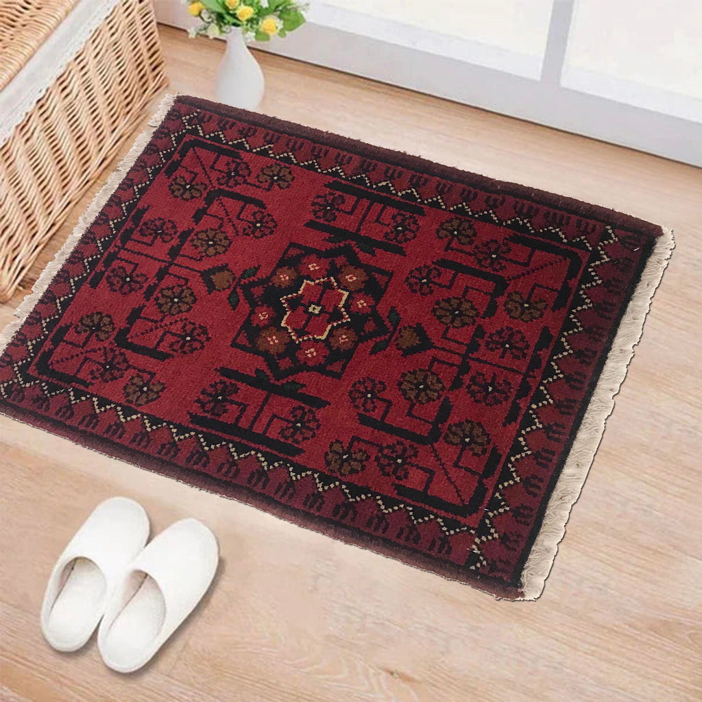 Afghan Wool Floor Rug 1.9x1.3 ft