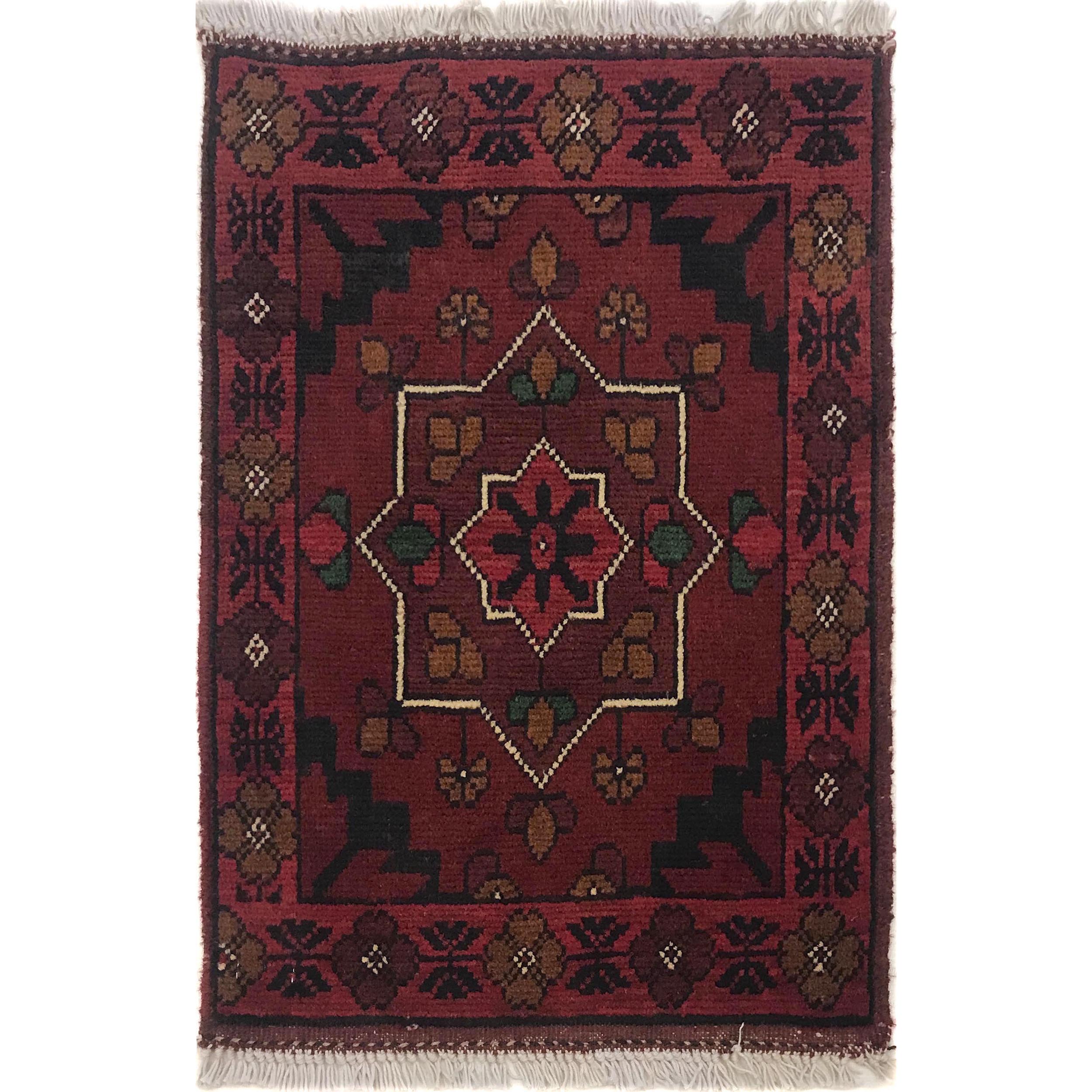 Afghan Tribal Wool Mat 1.9x1.3 ft