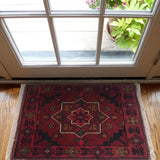 Afghan Tribal Wool Mat 1.9x1.3 ft