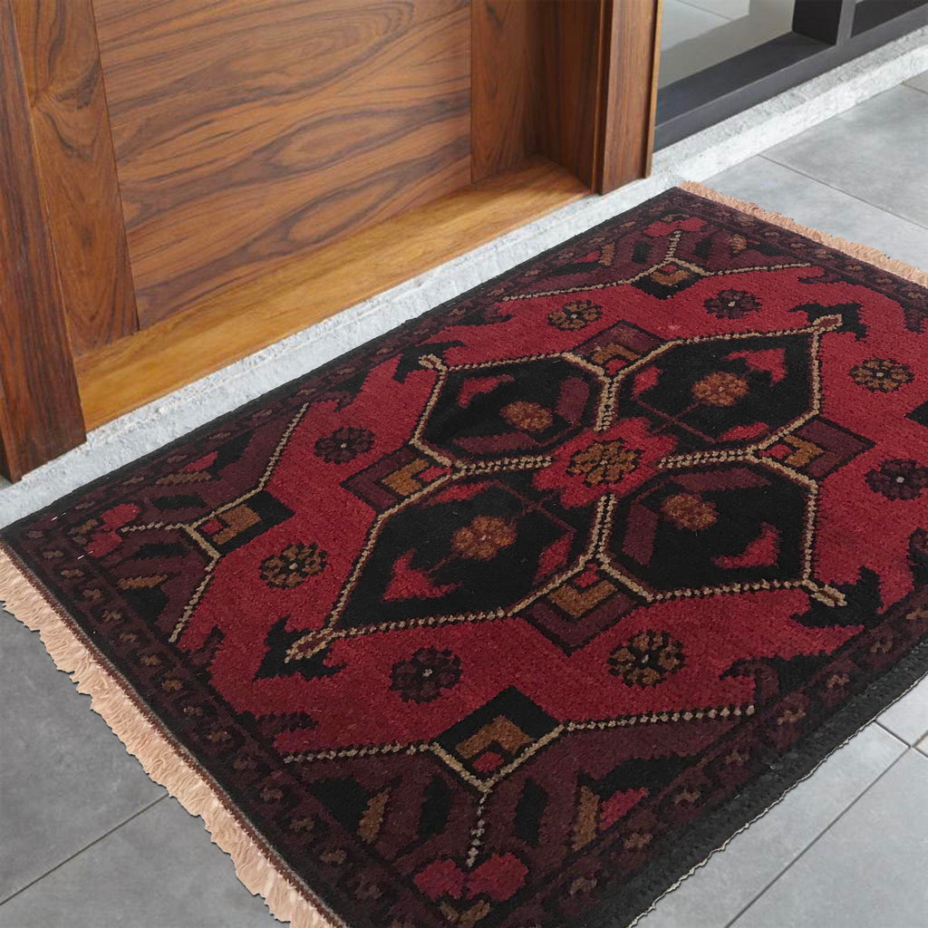 Afghan Wool Home Entry Rug 1.9x1.3 ft