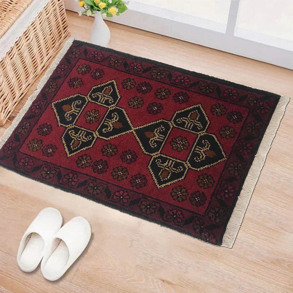 Afghan Wool Entryway Mat 2x1.3 ft