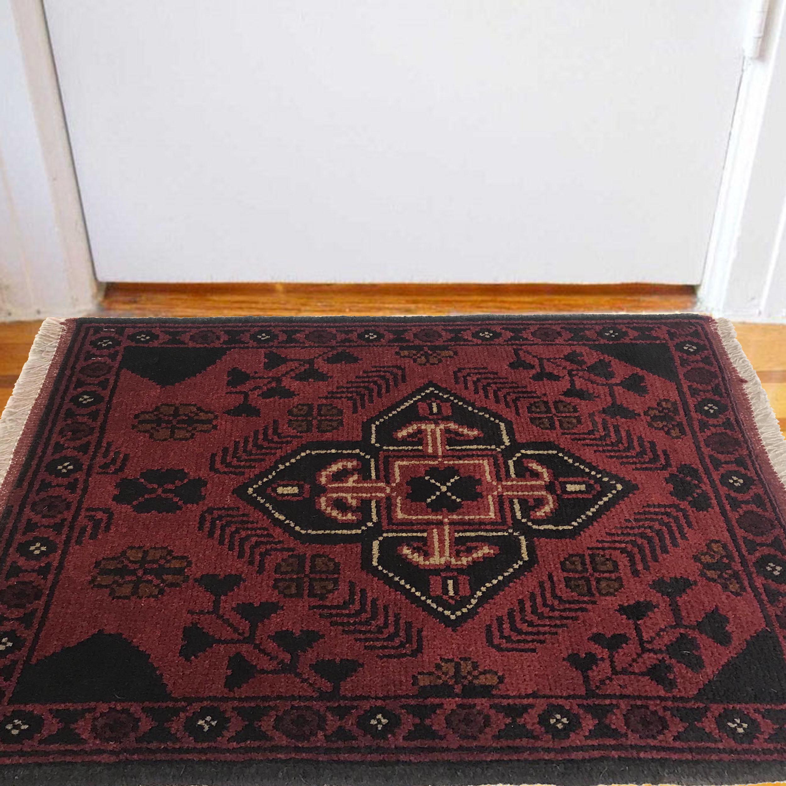 Afghan Wool Doorway Rug 1.9x1.4 ft