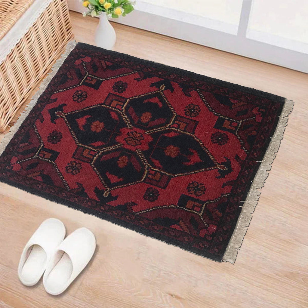 Afghan Wool Indoor Floor Rug 1.8x1.3 ft