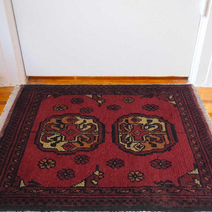 Wool Entry Rug Afghan Rustic Wool Entry Rug | Handwoven Tribal Door Mat — saneens.com