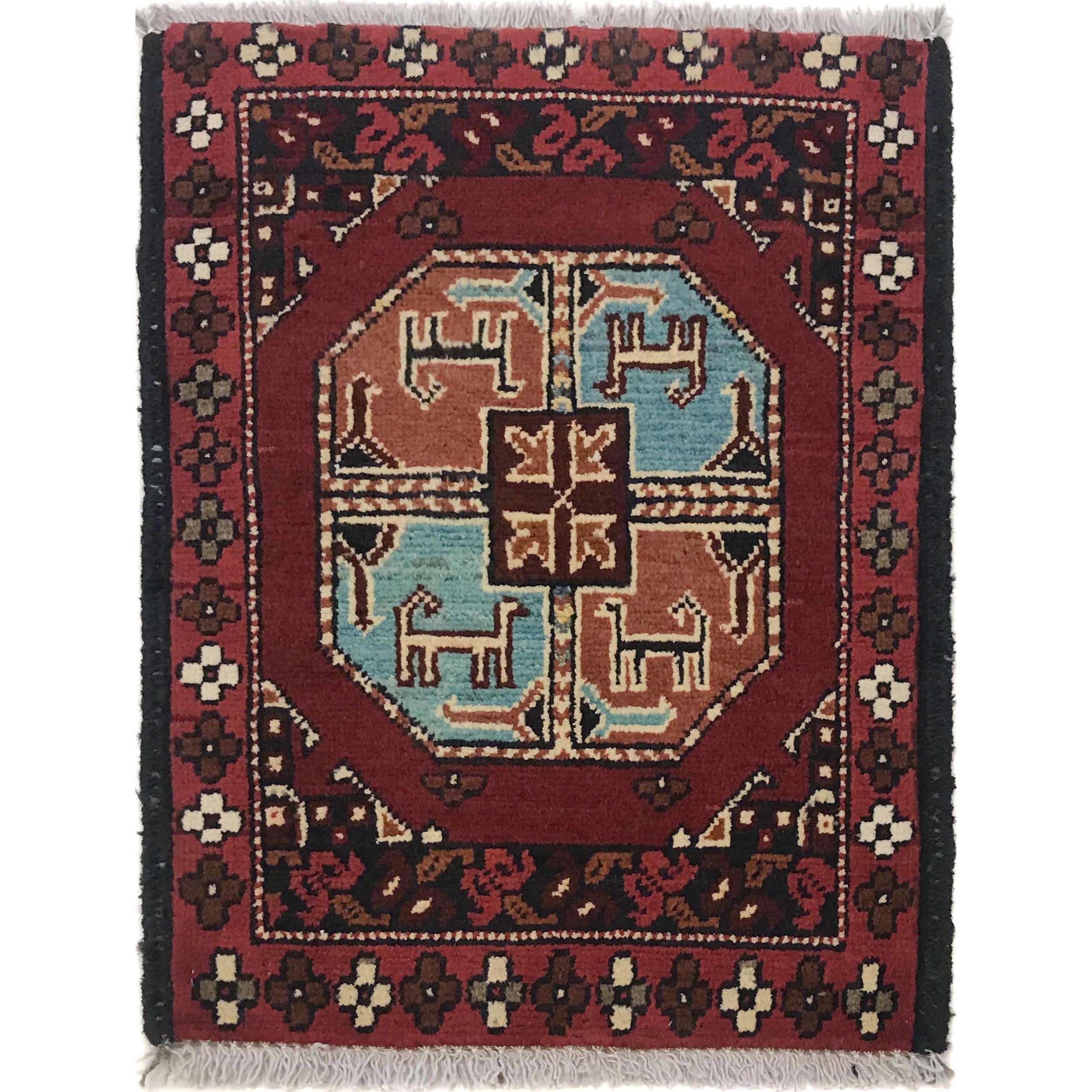 Premium Tribal Afghan Wool Entry Rug 1.90x1.44 Ft