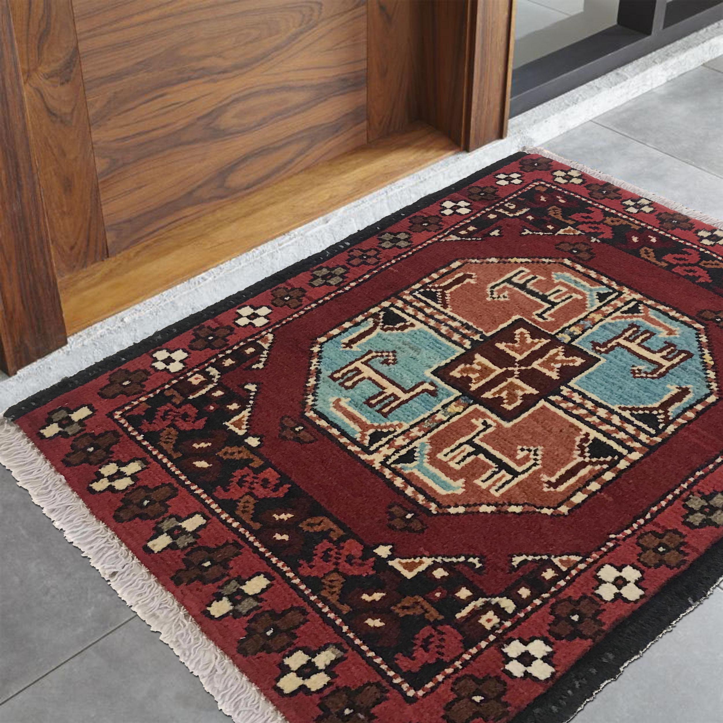Premium Tribal Afghan Wool Entry Rug 1.90x1.44 Ft
