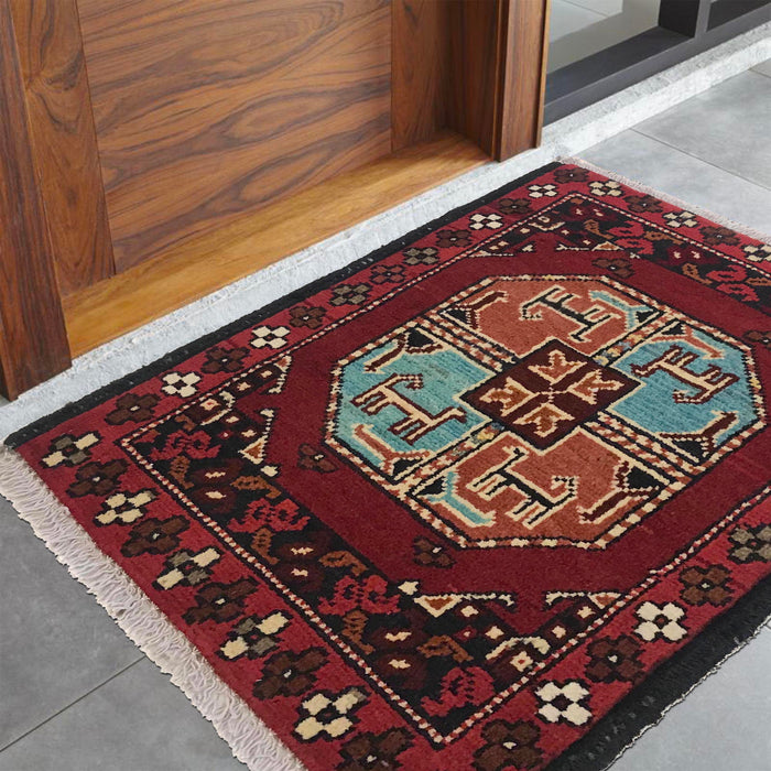 Premium Tribal Afghan Wool Entry Rug 1.90x1.44 Ft