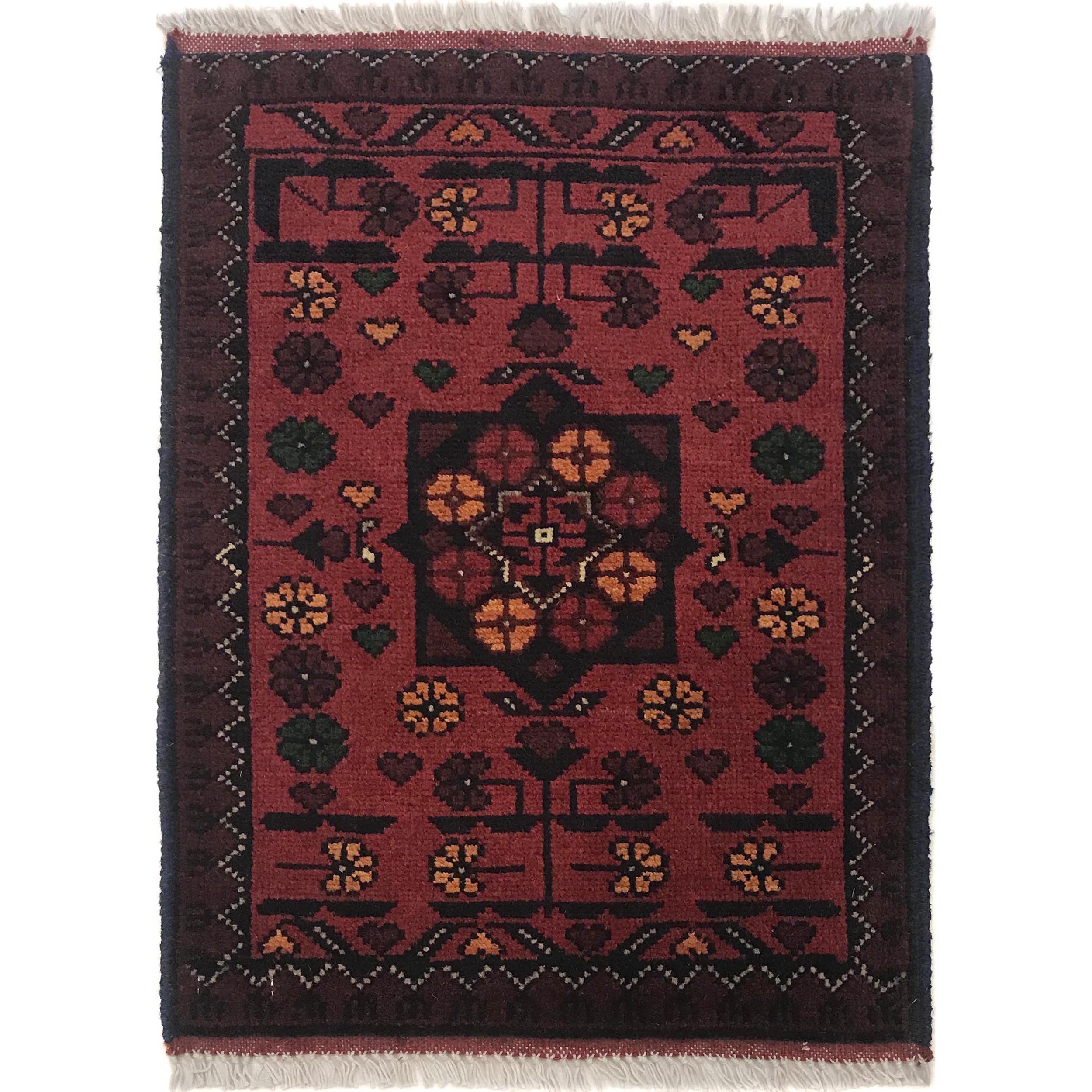 Afghan Wool Traditional Entry Rug 1.9x1.4 ft