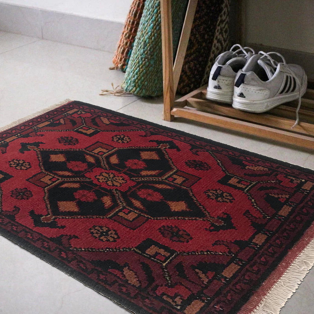 Nomadic Afghan Floor Rug 2x1.3 ft