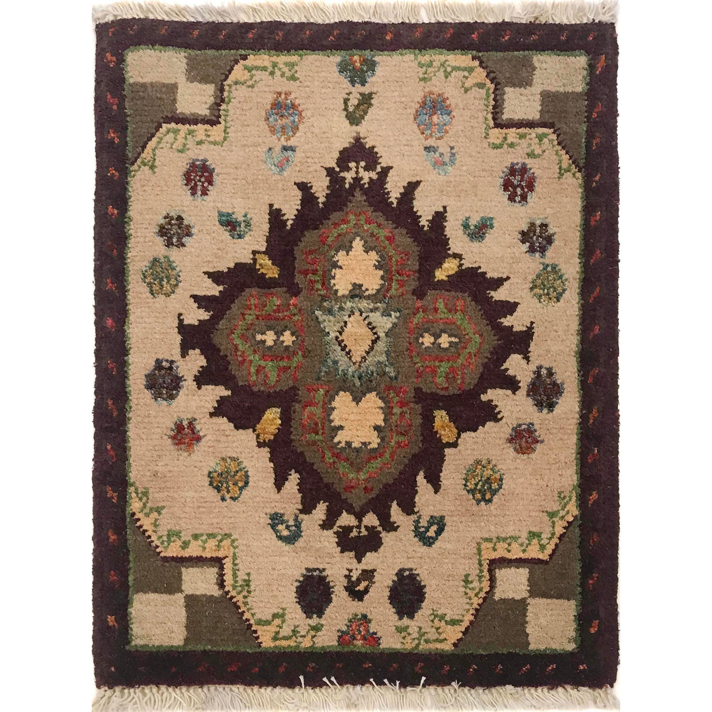 Wool Tribal Crafted Door Mat 1.9x1.4 ft