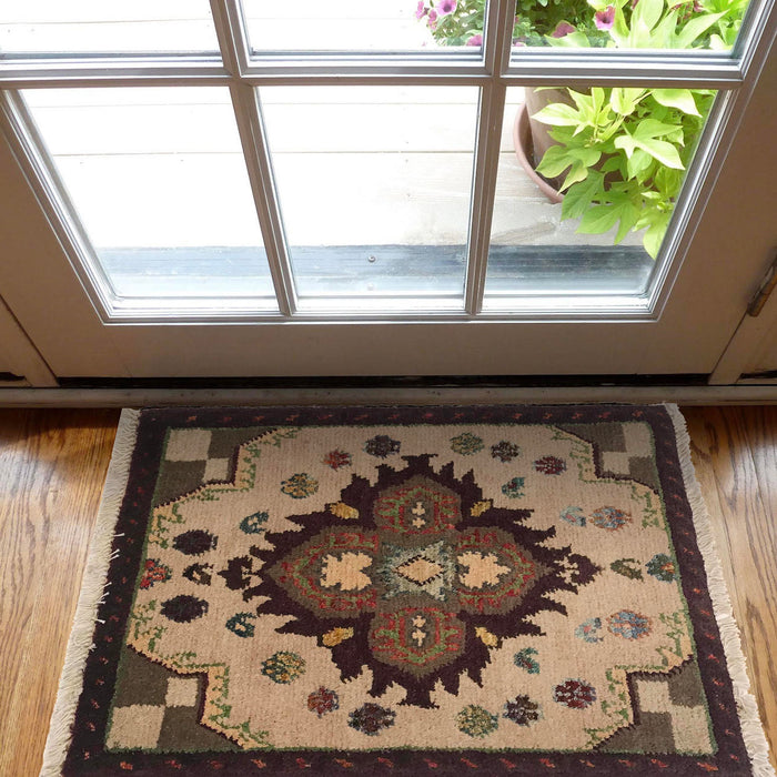Wool Tribal Crafted Door Mat 1.9x1.4 ft
