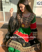 new Afghanistan flag color embroidery hard work dress