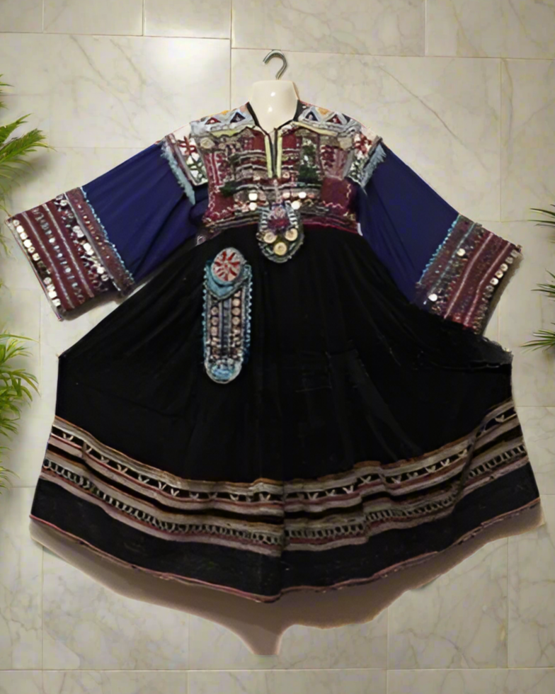 Afghan Kuchi Black Vintage Frock
