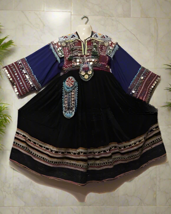 Afghan Kuchi Black Vintage Frock