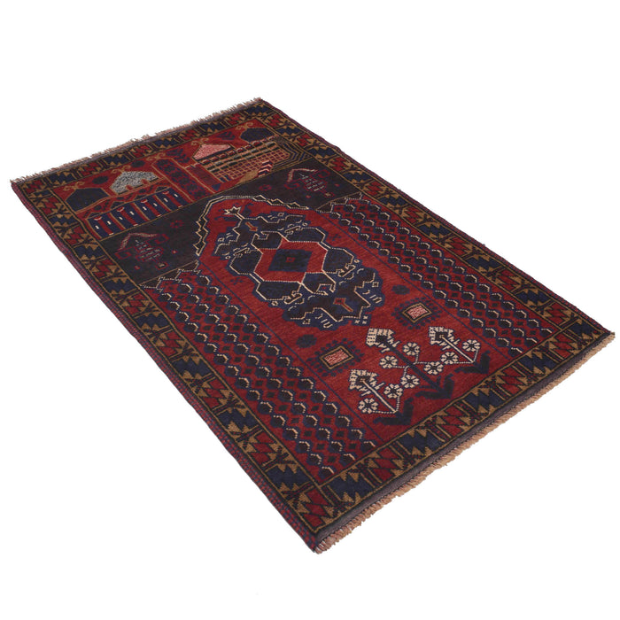 Afghan Islamic Rug Prayer Piece 4.8x3 ft