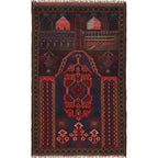 Prayer Mat Vintage Afghan 4.6x2.7 ft