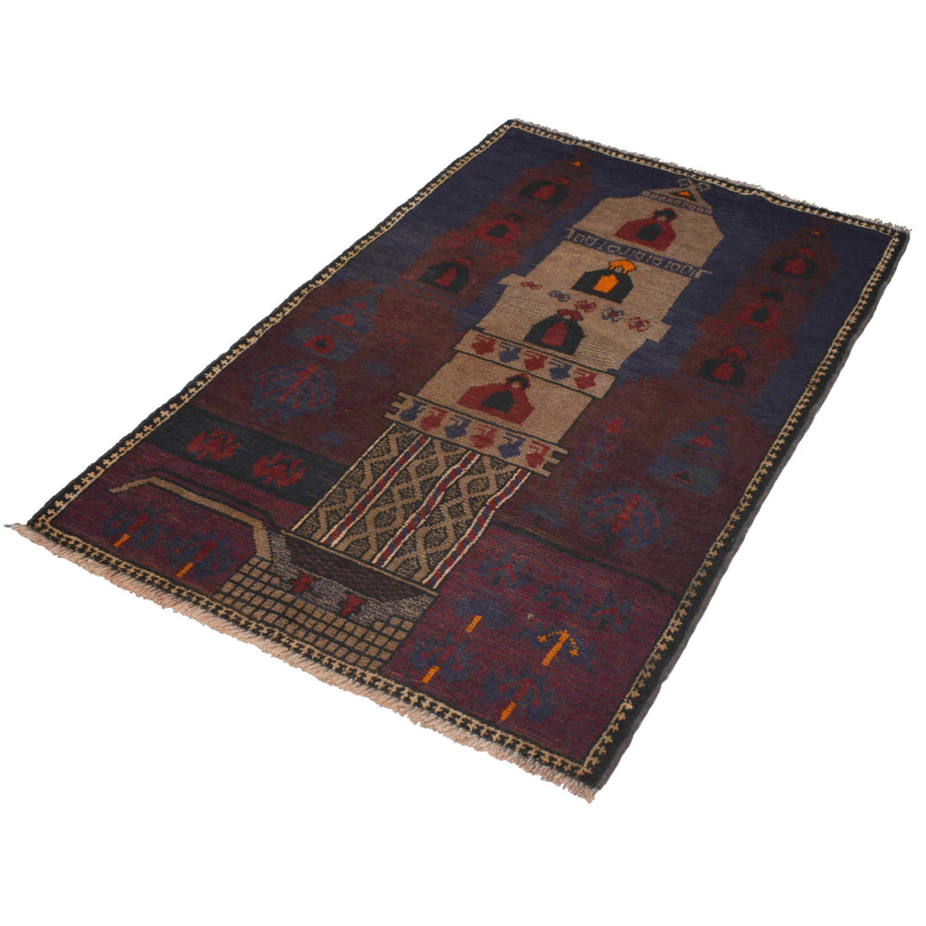 Afghan Nomadic Prayer Piece 4.5x2.9 ft