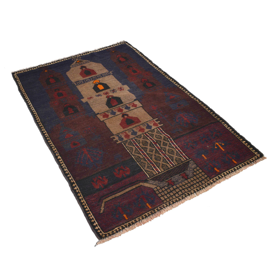 Afghan Nomadic Prayer Piece 4.5x2.9 ft