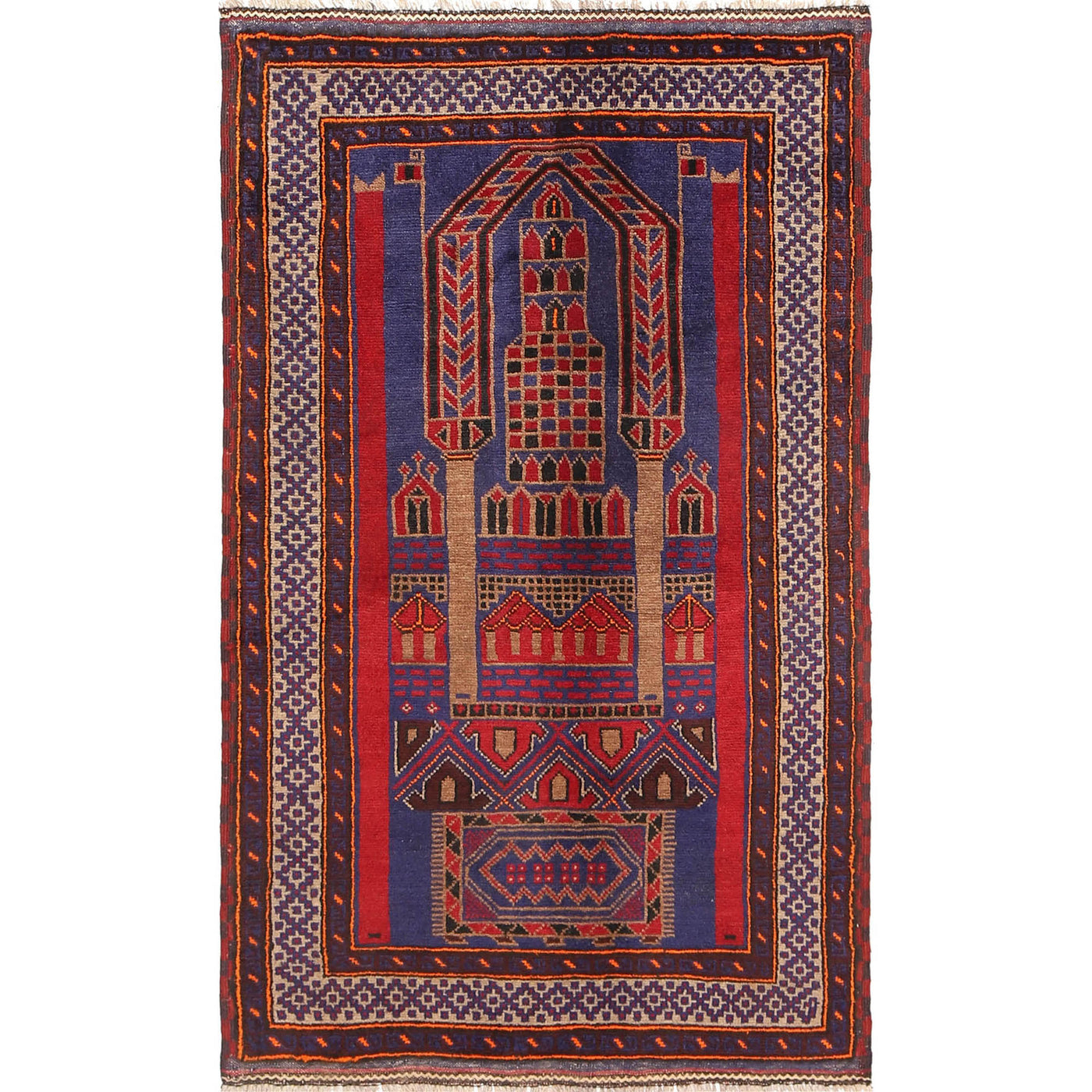 Prayer Rug Afghan Weave 4.7x2.7 ft