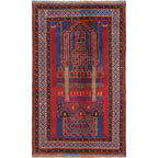 Prayer Rug Afghan Weave 4.7x2.7 ft