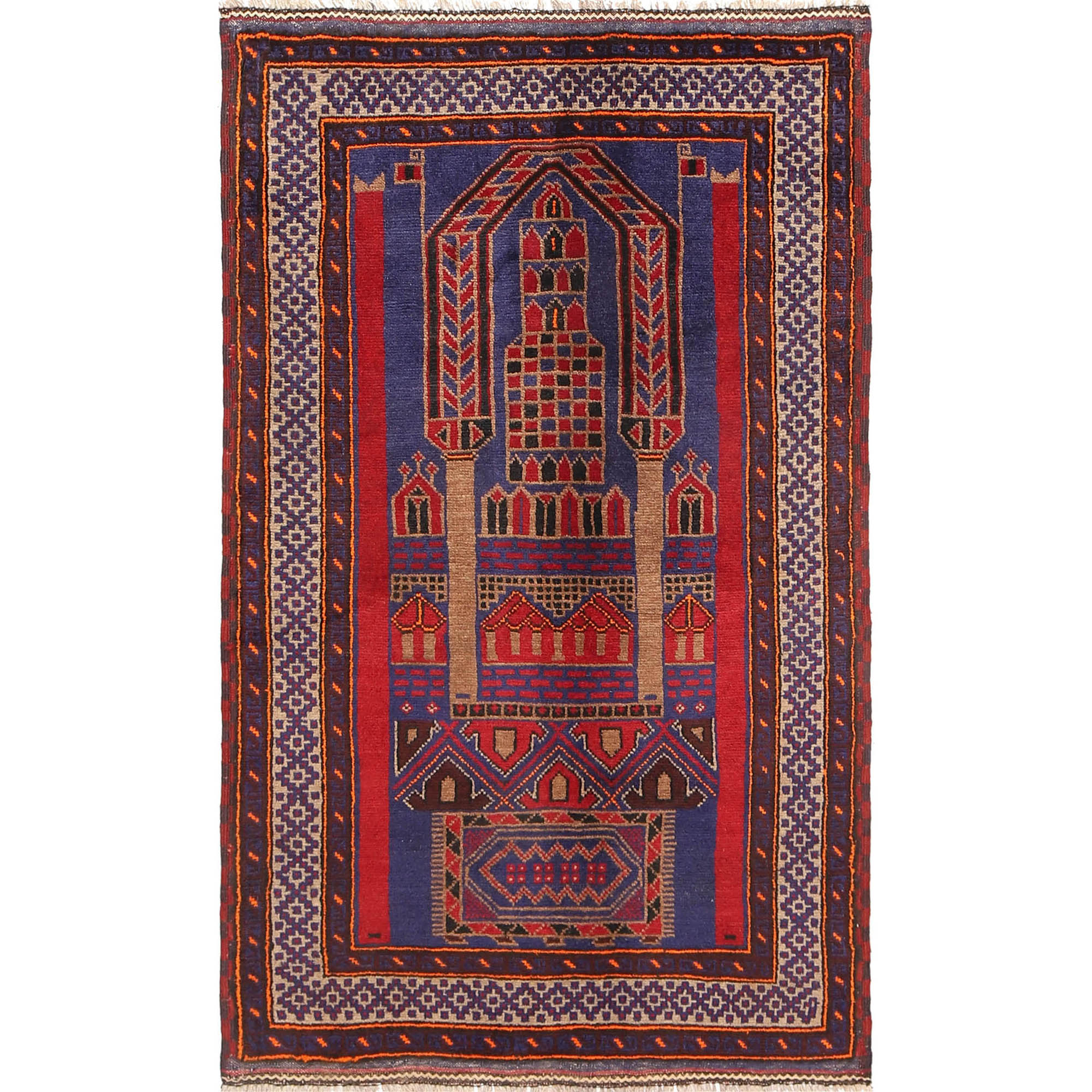 Prayer Rug Afghan Weave 4.7x2.7 ft