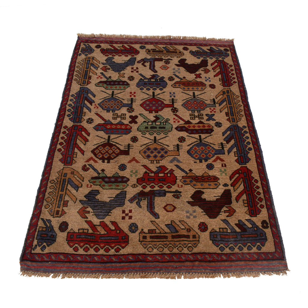 Tribal Weapons Battle Story Carpet 4.5x3.1 ft