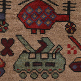 Tribal Weapons Battle Story Carpet 4.5x3.1 ft