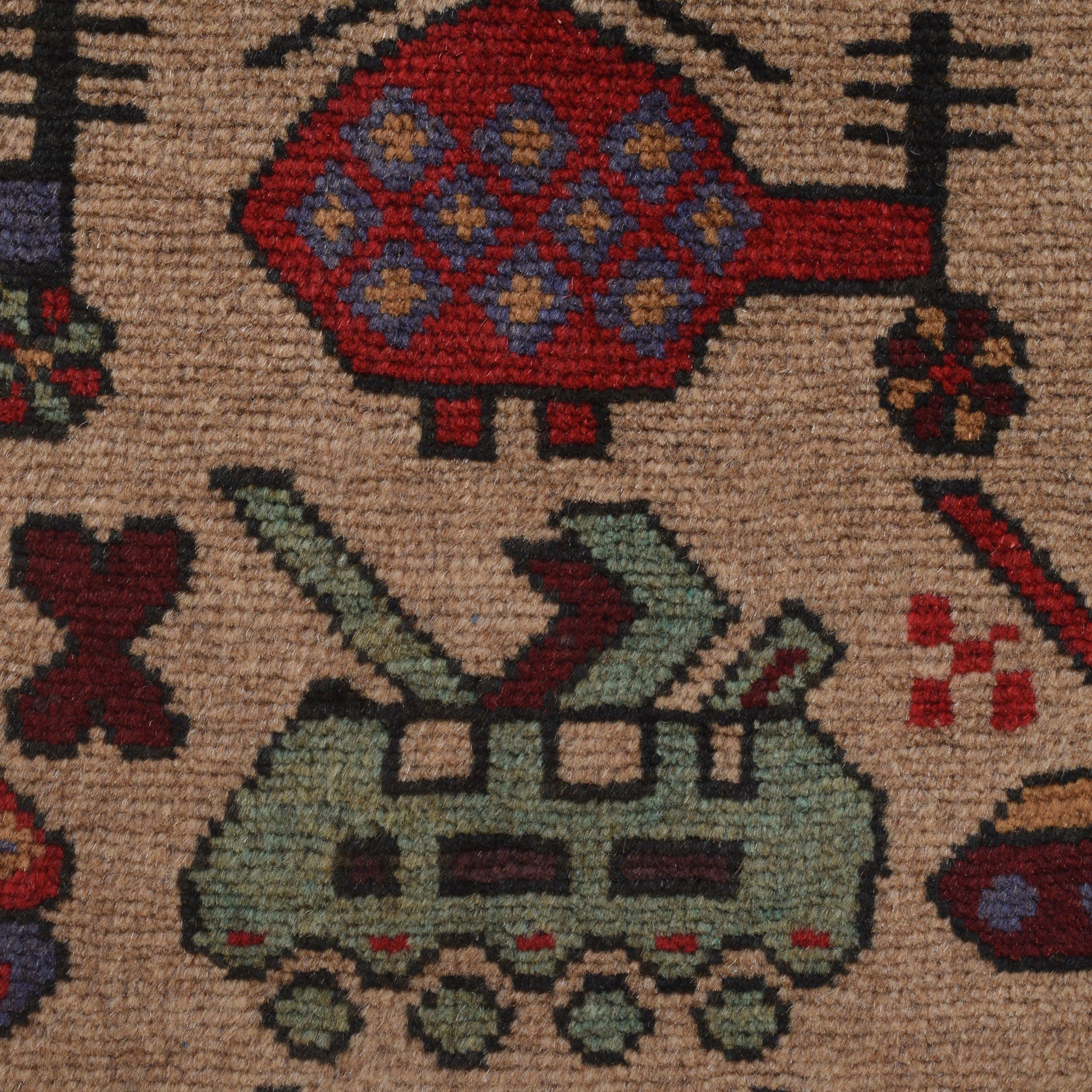 Tribal Weapons Battle Story Carpet 4.5x3.1 ft