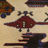 Afghan Tribal Heritage War Weapons Story Carpet 4x2.7 ft