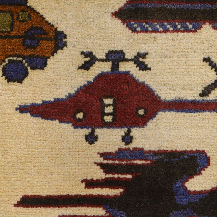 Afghan Tribal Heritage War Weapons Story Carpet 4x2.7 ft