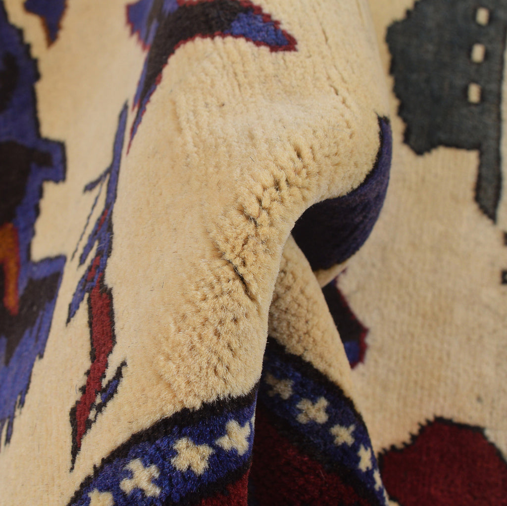 Afghan Tribal Heritage War Weapons Story Carpet 4x2.7 ft