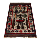 Handmade Afghan Weapons Rug 4.4x2.6 ft
