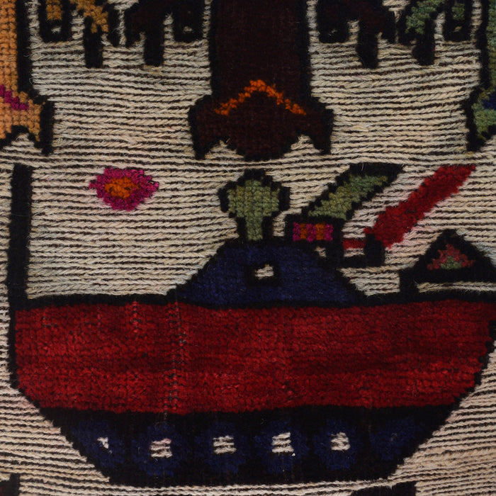 Handmade Afghan Weapons Rug 4.4x2.6 ft