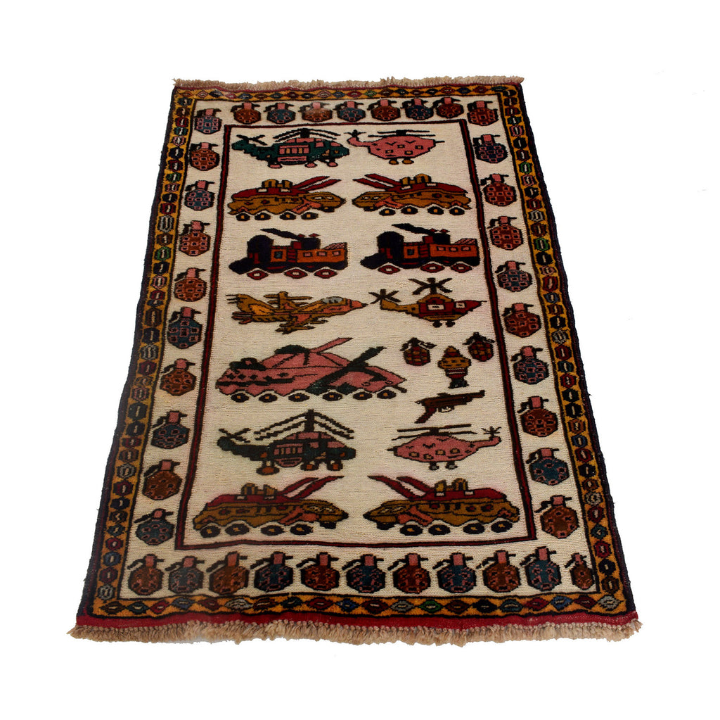 Cultural Storytelling Weapons Carpet 4.2x2.5 ft