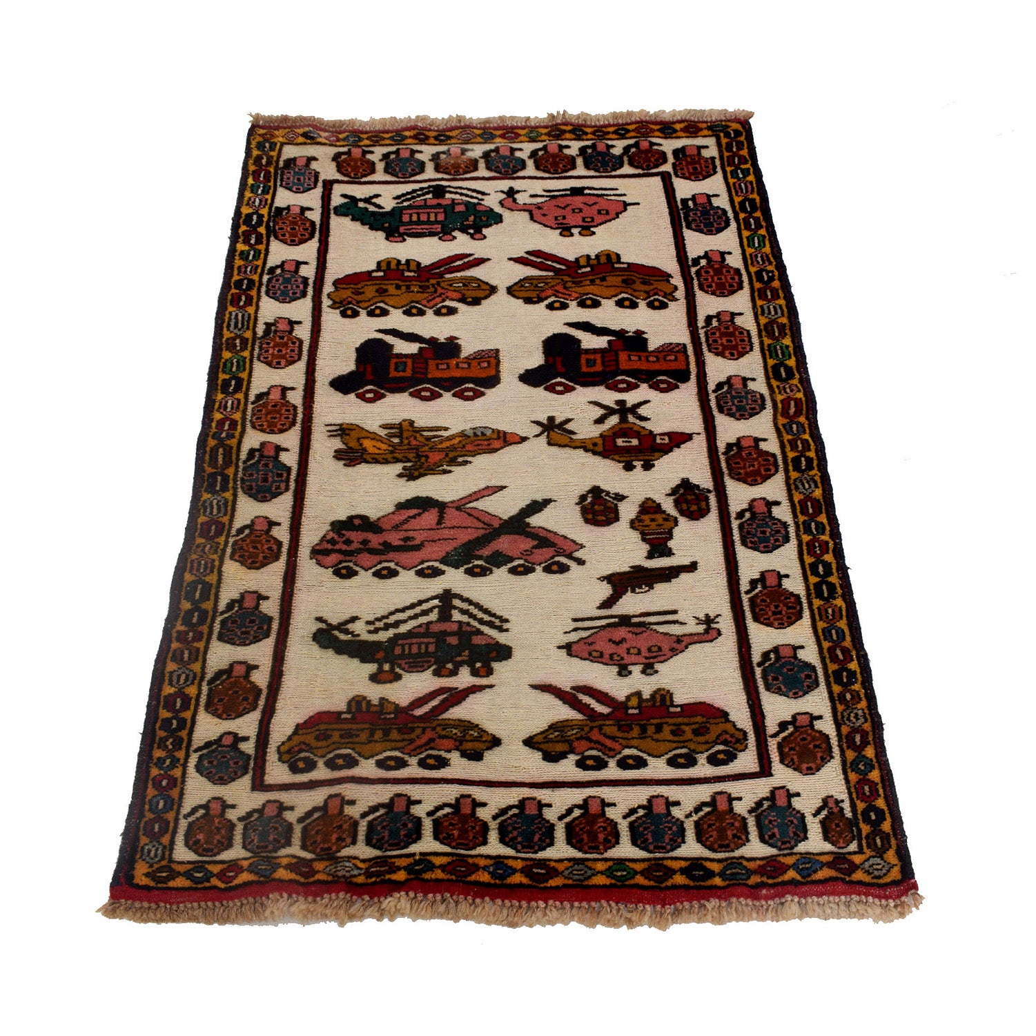 Cultural Storytelling Weapons Carpet 4.2x2.5 ft