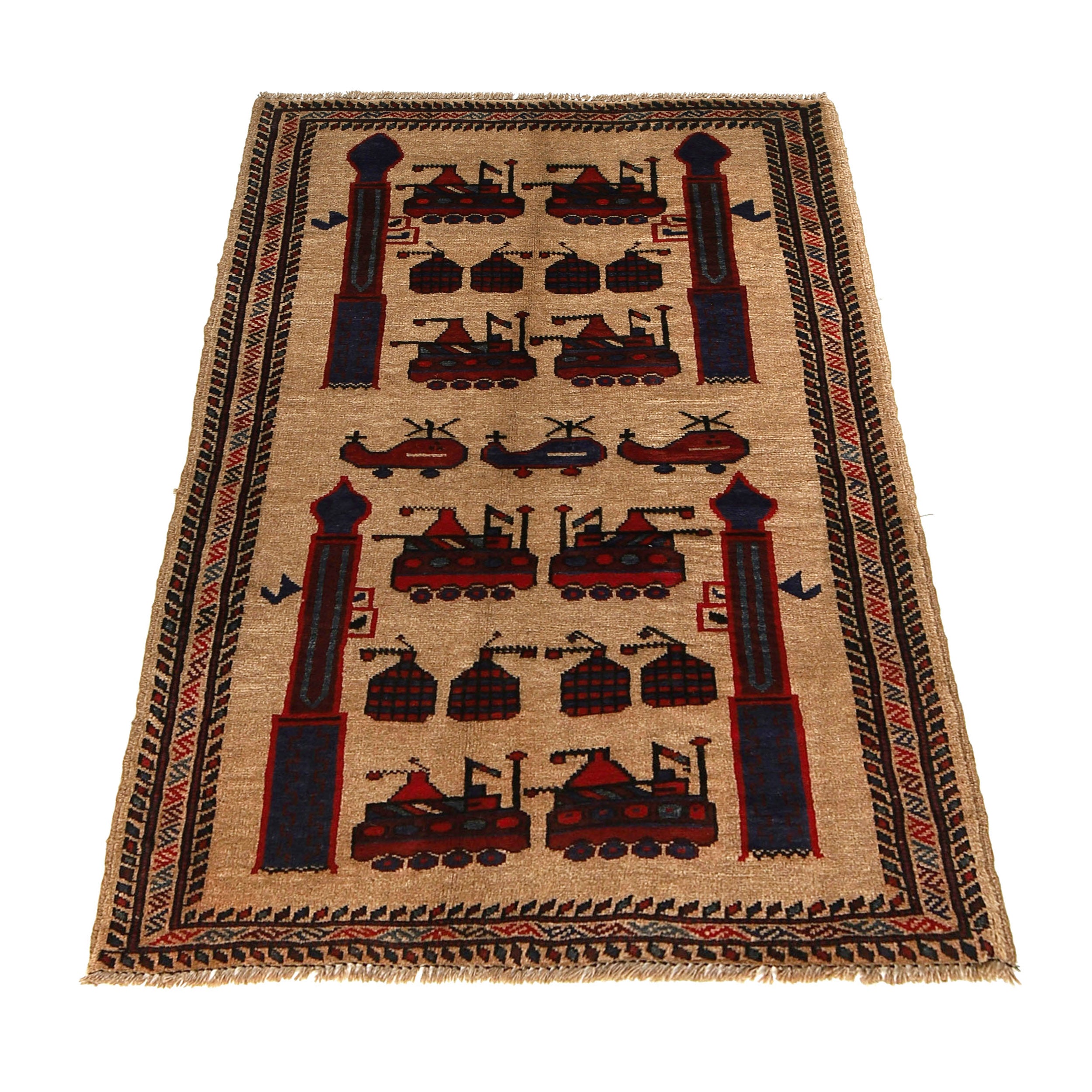 Cultural Storytelling Weapons Carpet 4.5x2.9 ft