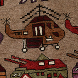 Handcrafted Tribal War Weapons Carpet 6.3x3.9 ft