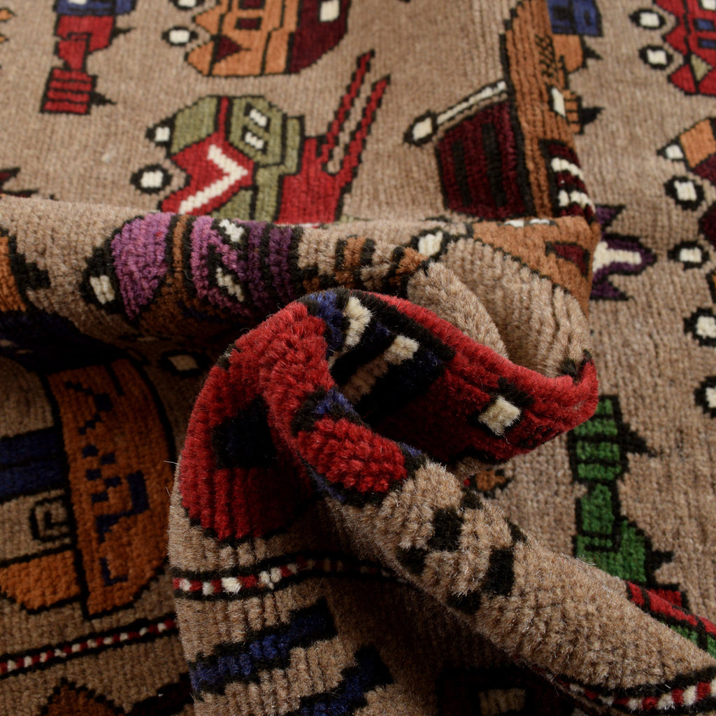 Handcrafted Tribal War Weapons Carpet 6.3x3.9 ft