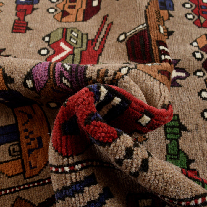 Handcrafted Tribal War Weapons Carpet 6.3x3.9 ft