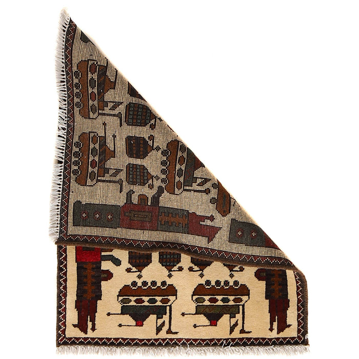 Handcrafted Afghan Motif Weapons Carpet 2.7x2 ft