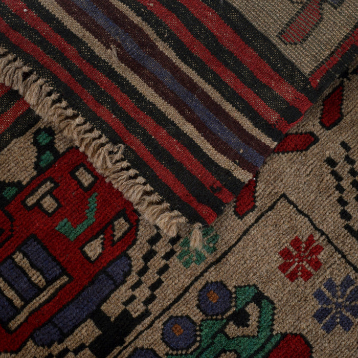 Afghan War Helicopter Tanks Motif Rug 5.5x4.2 ft