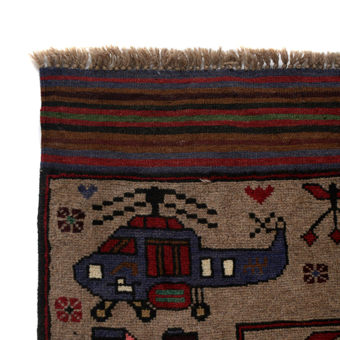 Afghan War Helicopter Story Rug 6.1x4.3 ft