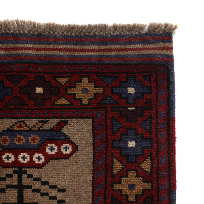 Vintage Afghan War Helicopter Carpet 4.5x3 ft