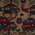 Vintage Afghan War Helicopter Carpet 4.5x3 ft