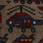 Handwoven Tribal War Helicopter Tanks Rug 4.5x3.1 ft