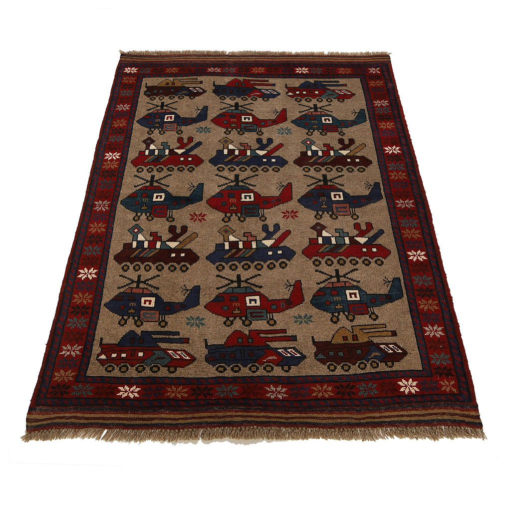 Afghan War Helicopter Story Rug 4.7x3.2 ft