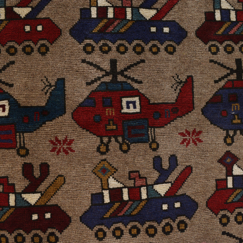 Afghan War Helicopter Story Rug 4.7x3.2 ft
