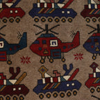 Afghan War Helicopter Story Rug 4.7x3.2 ft
