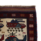 Authentic Battle Helicopter Scene Carpet 5x3.2 ft